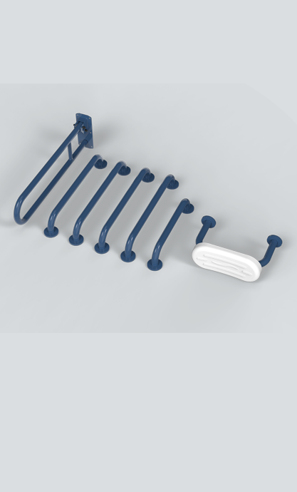 Doc M Rail Only Pack with Concealed Fixing Steel Grab Rails Blue and Backrest