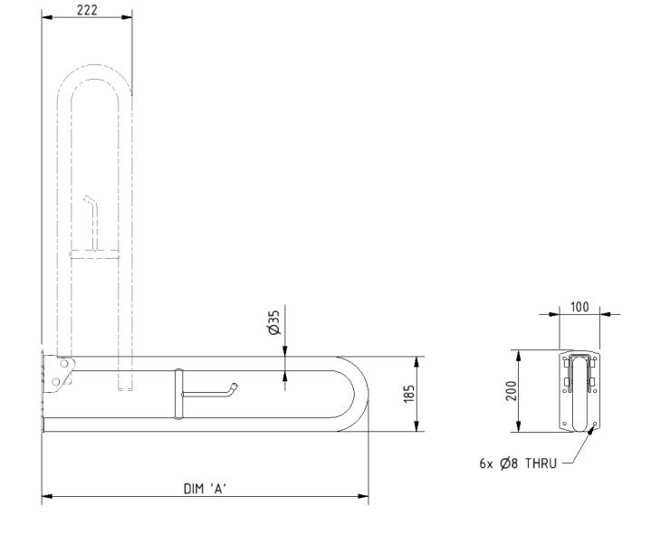 Doc M Rail Only Pack with Exposed Fixing Steel Grab Rails White