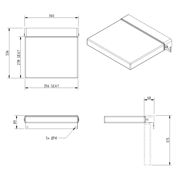 Modern Shower Seat Padded