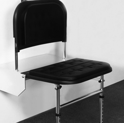 Black Padded Doc M Shower Seat With Legs Polished Frame