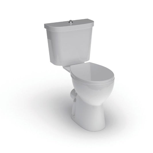 i.Care Rimless Close Coupled Comfort Height WC Pan - white toilet with seat and lid