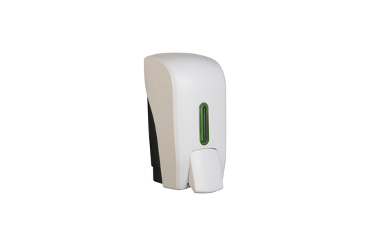 1 Litre Beaded Soap Dispenser In White Finish with Emerald Halo