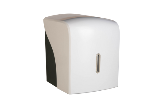 Centrefeed Dispenser In White Finish Silver Halo