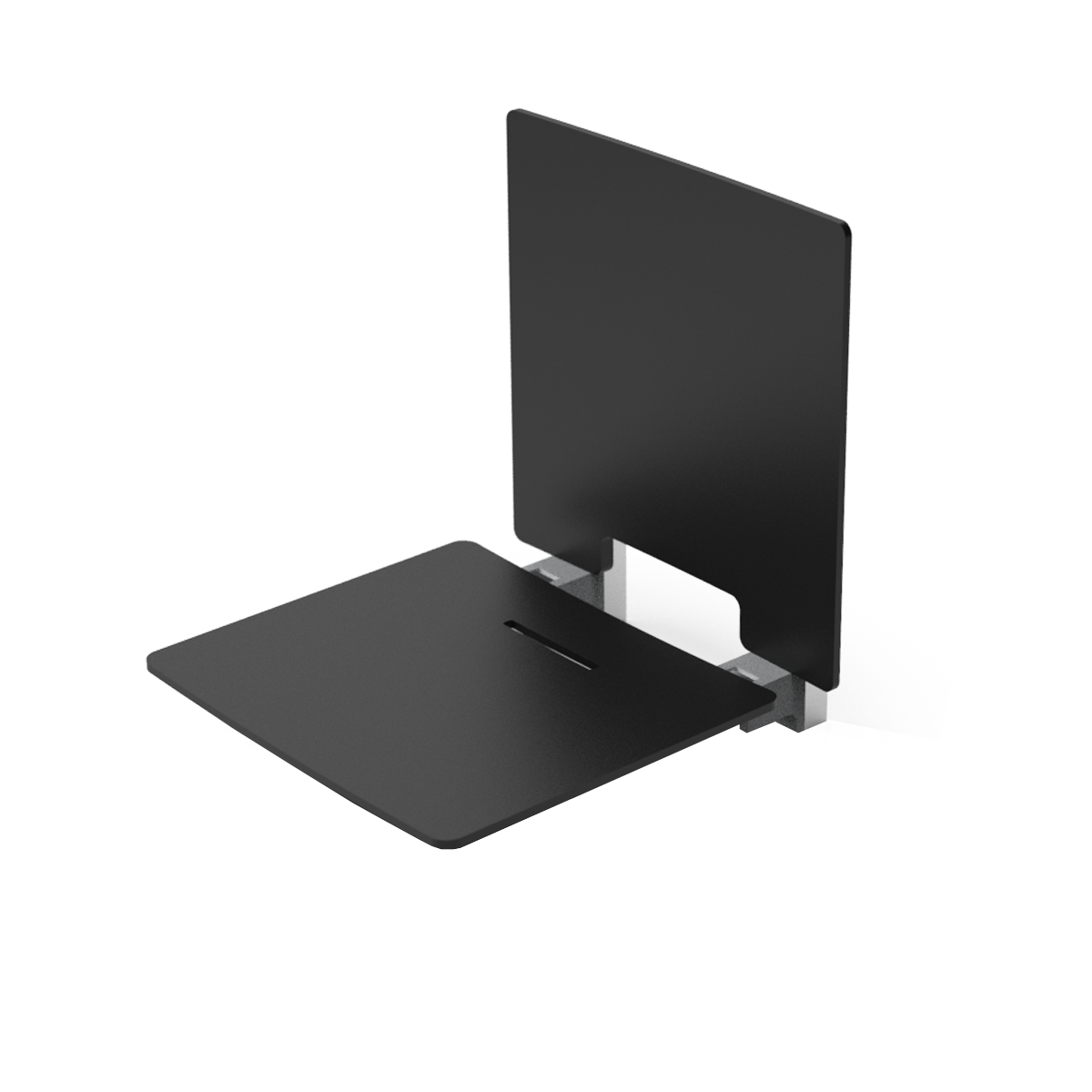 Black shower seat on a white background