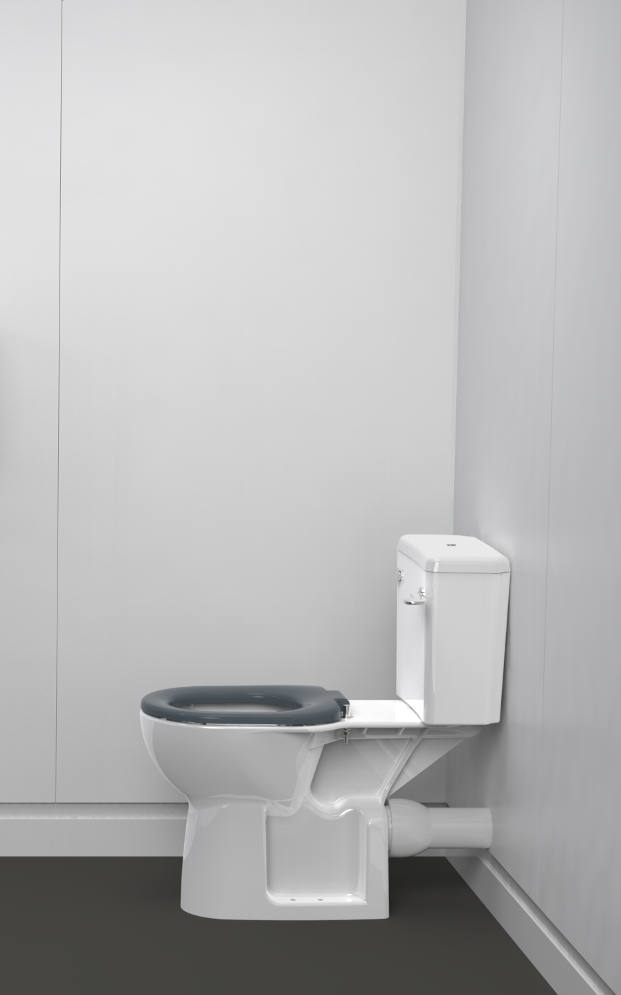 Rimless close coupled Doc M ware set, pan & cistern assembly, ring only seat White