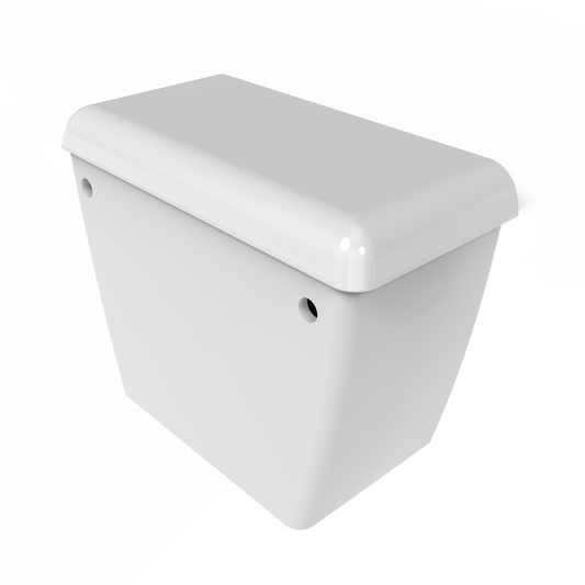 Low level cistern for box rim pan