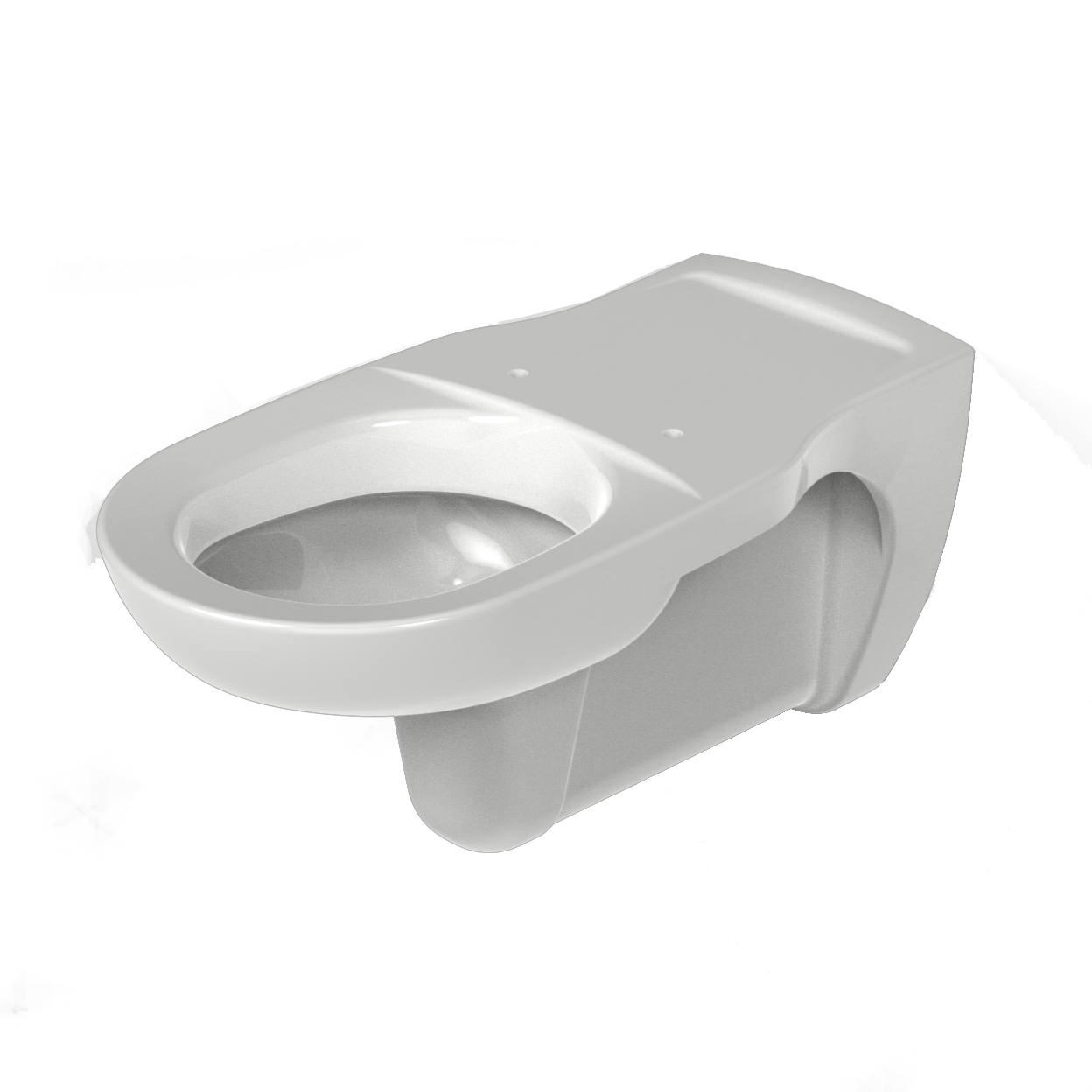 Wall hung white toilet bowl on a white background
