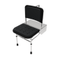 Black shower seat with backrest on a white background