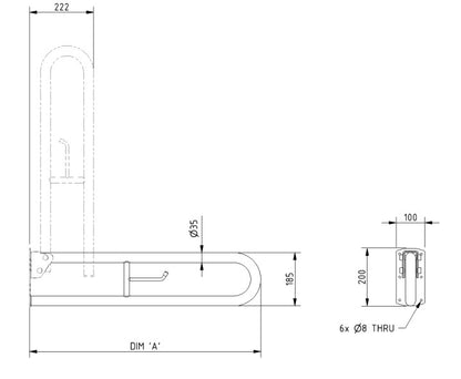 Doc M Rail Only Pack with Exposed Fixing Steel Grab Rails Dark Grey