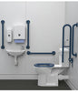 Close Coupled Doc M Pack with blue rails with towel and soap dispenser