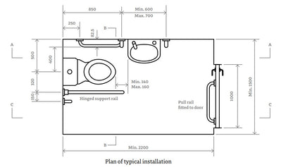 i.CARE Doc M Pack Close Coupled with Push Button Cistern BLACK RAILS