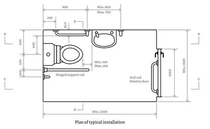 I. Care Doc M Low Level Pack with Push Button Cistern Grey Rails
