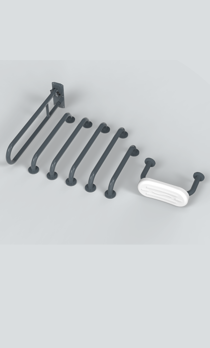 Doc M Rail Only Pack with Concealed Fixing Steel Grab Rails Dark Grey and Backrest