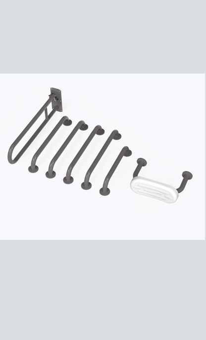 Doc M Rail Only Pack with Concealed Fixing Steel Grab Rails Grey and Backrest