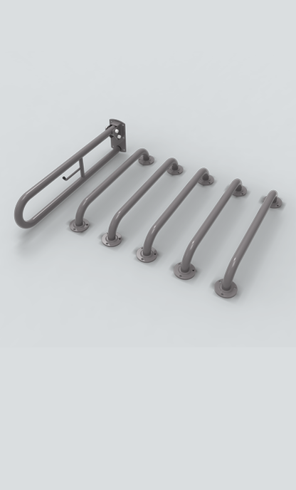 Doc M Rail Only Pack with Exposed Fixing Steel Grab Rails Grey