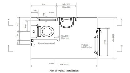 i Care Low Level Doc M Pack with Lever Cistern STAINLESS RAILS