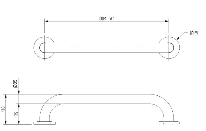 Doc M Rail Only Pack with Concealed Fixing Steel Grab Rails Grey and Backrest