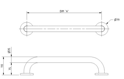 Doc M Rail Only Pack with Concealed Fixing Steel Grab Rails Grey and Backrest
