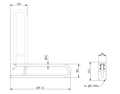 Doc M Rail Only Pack with Concealed Fixing Steel Grab Rails Grey and Backrest